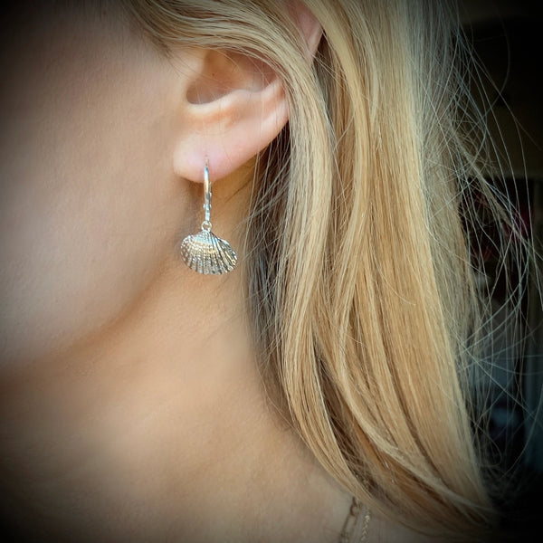 Scallop Seashell Huggie Hoops