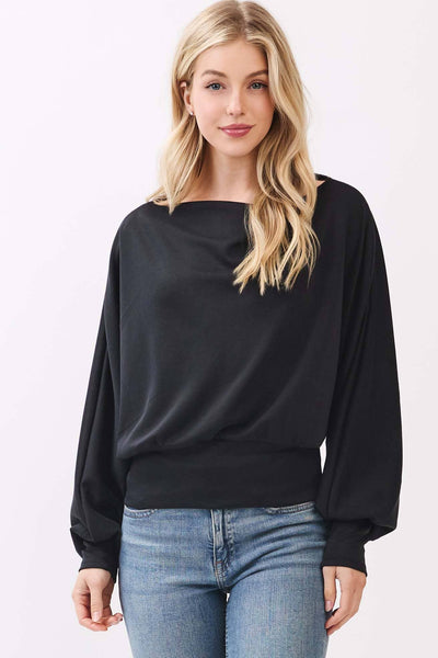 Modal Jersey Boat Neck Long Sleeve Top - Adored A Lovely Boutique