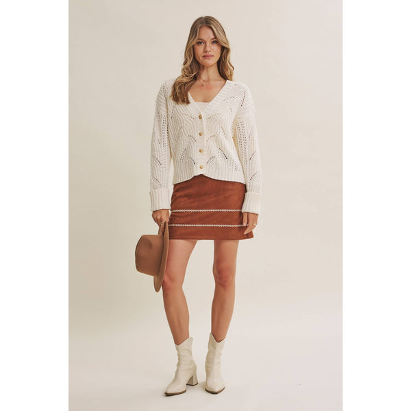 Cotton Dune Open-Knit Cardigan