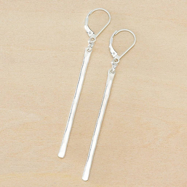 Stem Long Skinny Bar Earrings in gold or silver