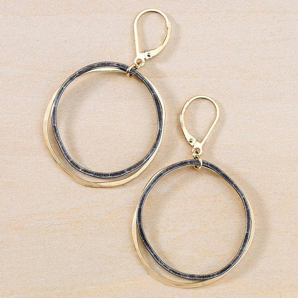 Antique Caldera Black and Gold Circles Earrings