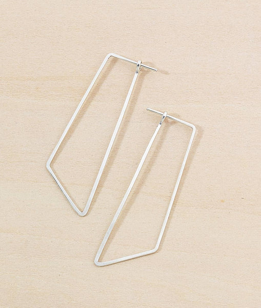 Shift Minimal Hoop - Geometric Silver or Gold Line Earrings