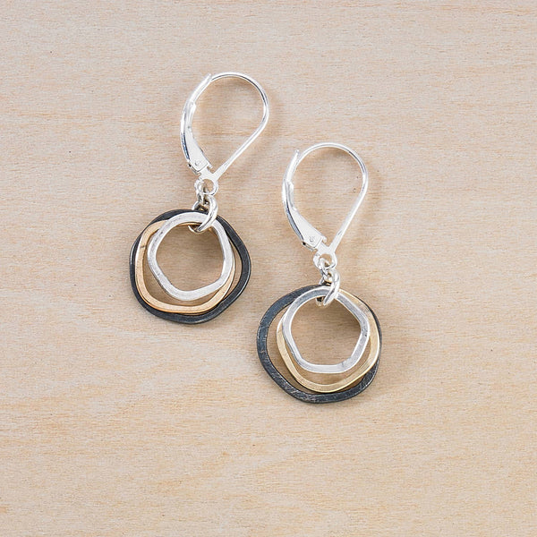 Mixed Metals Mini Caldera Earrings hammered dainty circles