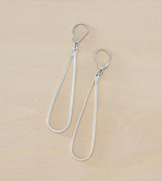 Glean Earrings Bold Long Skinny Teardrop Sterling or Gold