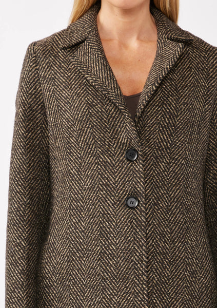 Classic Herringbone Mid-Length Coat