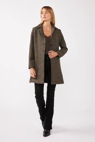 Classic Herringbone Mid-Length Coat