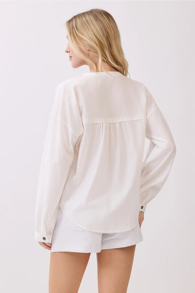 V-Neck Law Edge Detailed Shirt