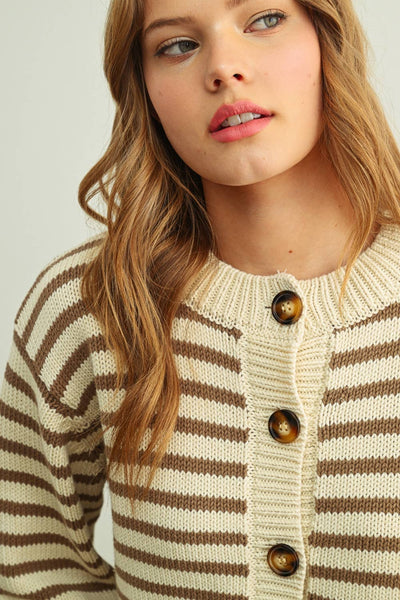 Seaside Striped 100% Cotton Cardigan