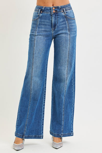 Double Button Wide Leg Jeans
