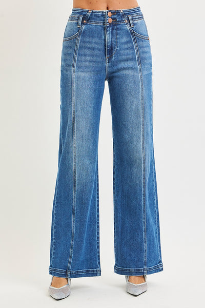 Double Button Wide Leg Jeans