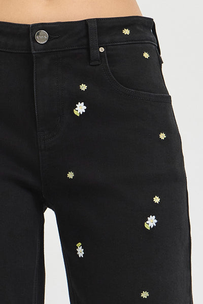 Midnight Embroidered Barrel Jeans
