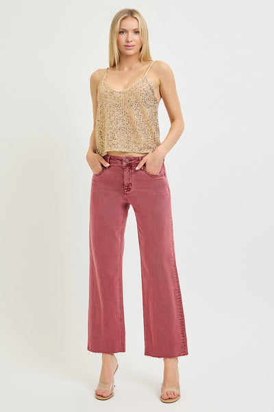 Rose Ankle Straight Mid Rise