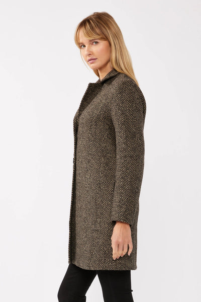 Classic Herringbone Mid-Length Coat