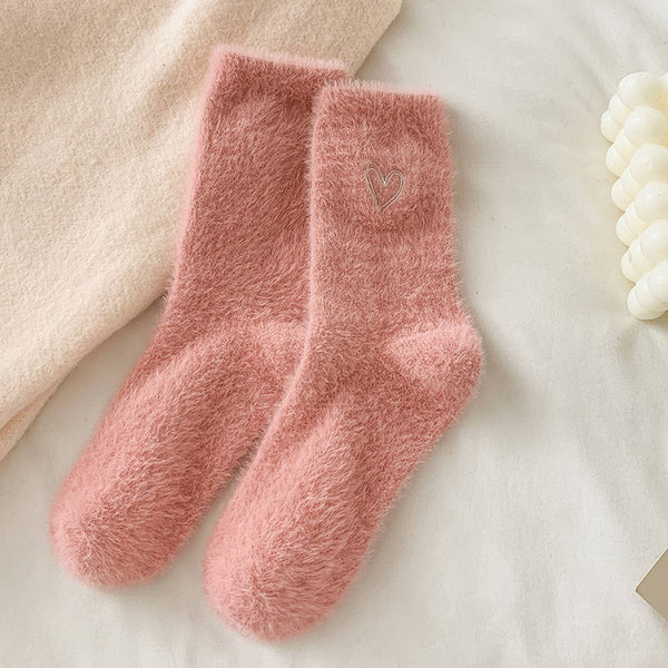 Pink Heart Fluffy Socks - Adored A Lovely Boutique