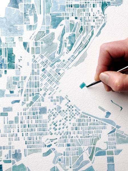 Watercolor Map Bellingham, WA - Adored A Lovely Boutique
