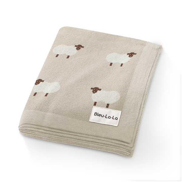 100% Luxury Cotton Receiving Swaddle Baby Blanket - Sheep
