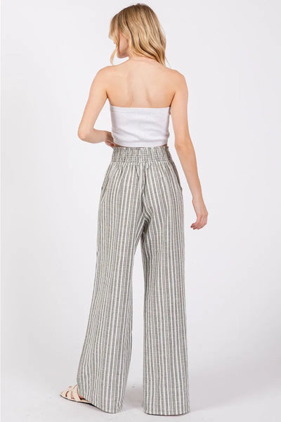 Smocked Waist Wide Leg Pant