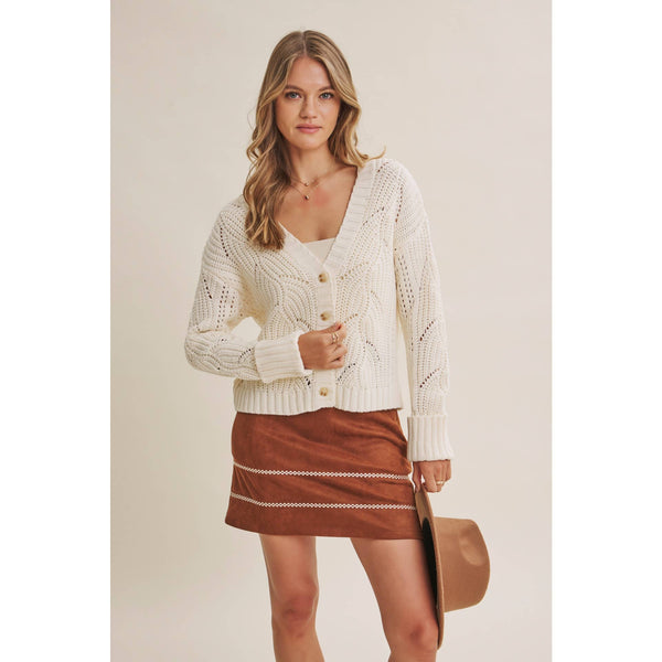 Cotton Dune Open-Knit Cardigan