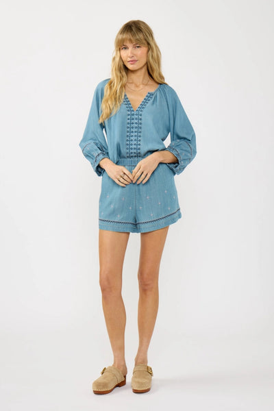 Embroidered Long Sleeve Top