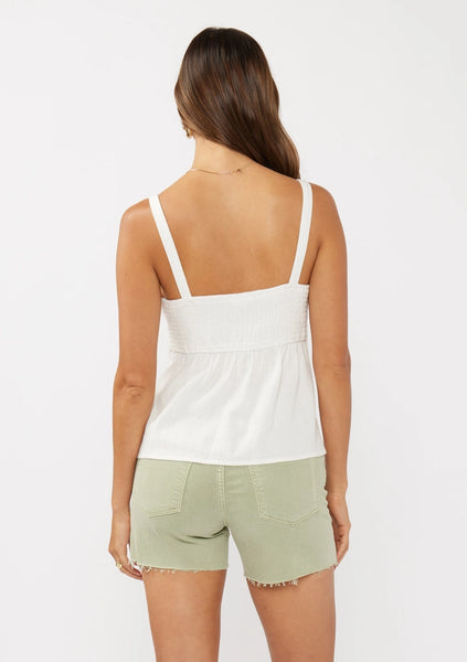 Lace Trim Button-Down Sleeveless Tank