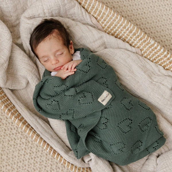 Luxury Cotton Receiving Swaddle Baby Blanket - Heart