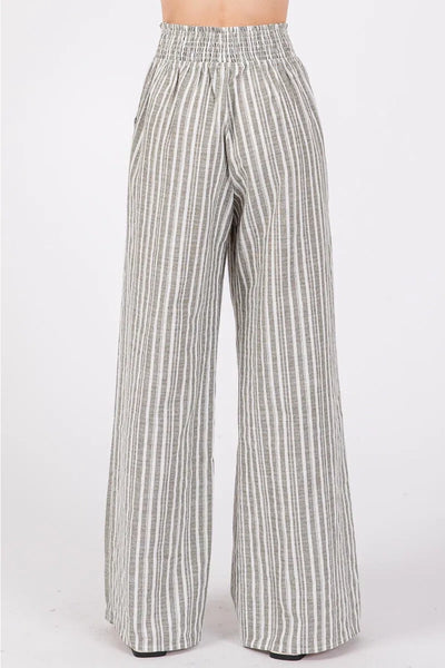 Smocked Waist Wide Leg Pant