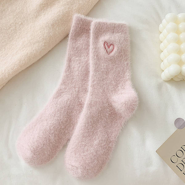 Pink Heart Fluffy Socks - Adored A Lovely Boutique