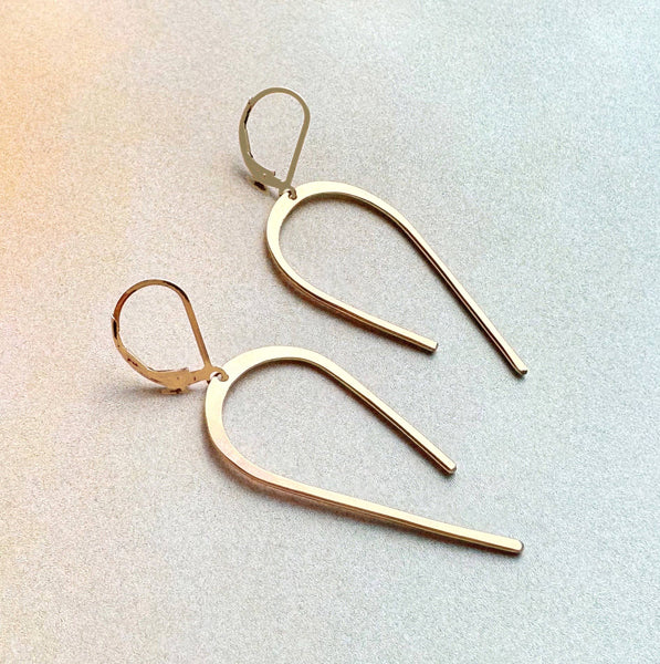 ARCO Hammered Arch Swooping Line Earrings Handmade