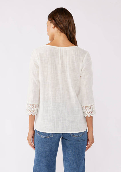 3/4 Sleeve V-Neck Button Down Blouse