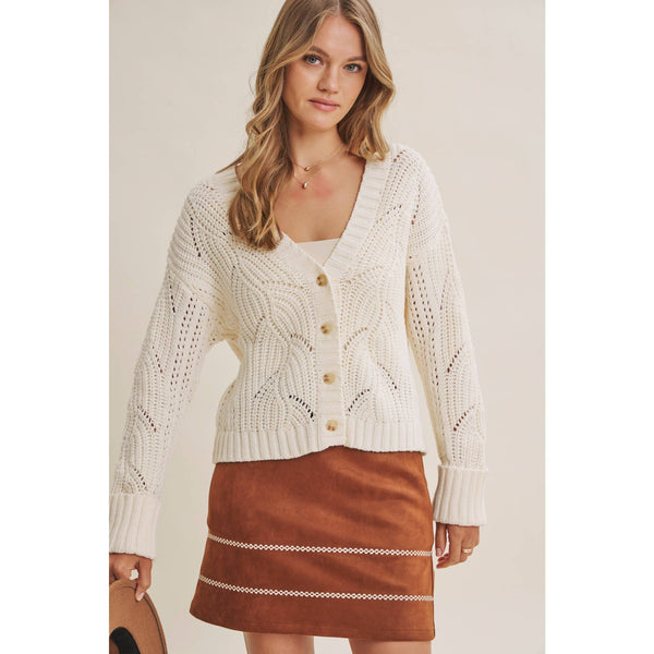 Cotton Dune Open-Knit Cardigan