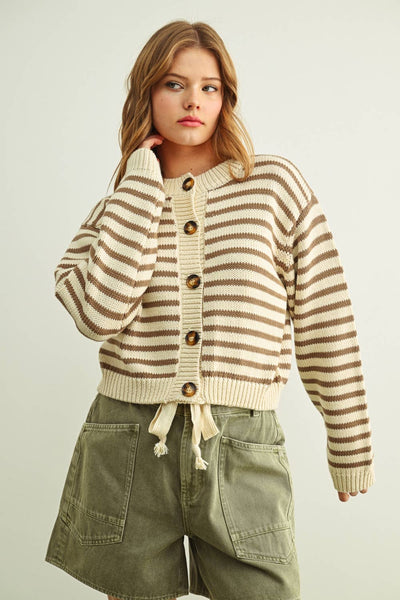 Seaside Striped 100% Cotton Cardigan