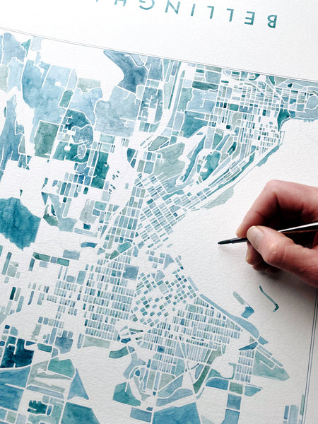 Watercolor Map Bellingham, WA - Adored A Lovely Boutique