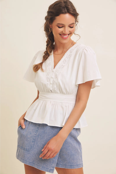 The Willow 100% Cotton Eyelet Top