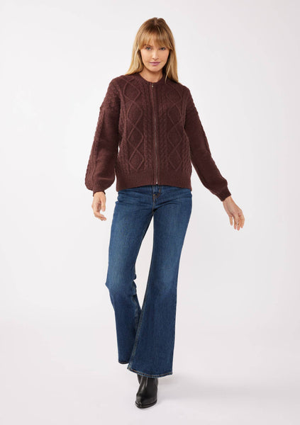 Long Sleeve Cable Zip-Up Coatigan - Adored A Lovely Boutique