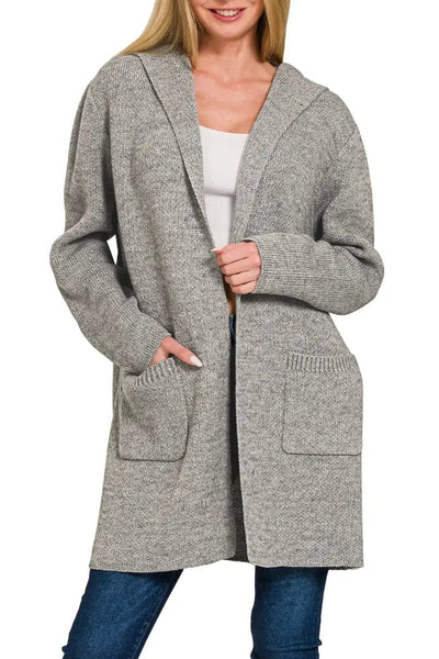 Hooded Open Front Sweater