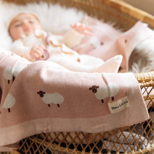100% Luxury Cotton Receiving Swaddle Baby Blanket - Sheep