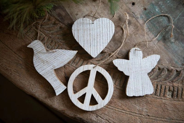 Whitewash Wooden Ornaments