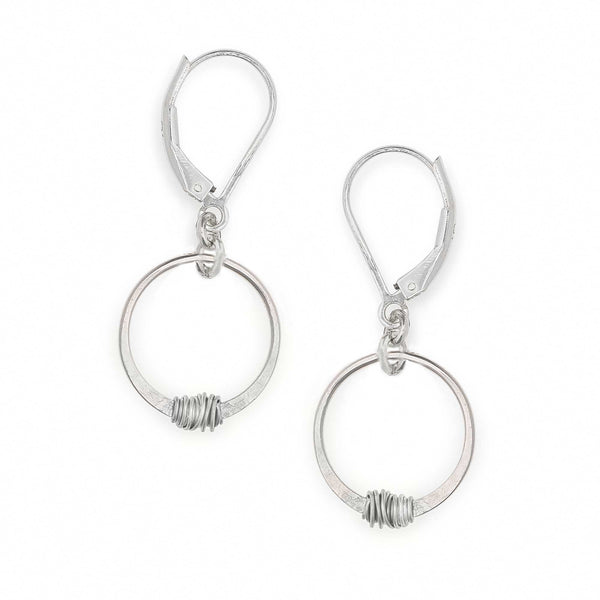 Stitch Earrings Wire Wrapped Circles Dainty Drops