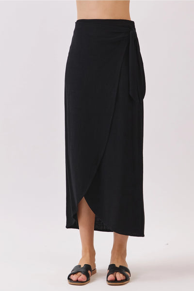 Tie Wrap Midi Skirt
