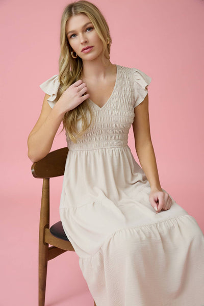 Onyx Flutter Sleeve Dress