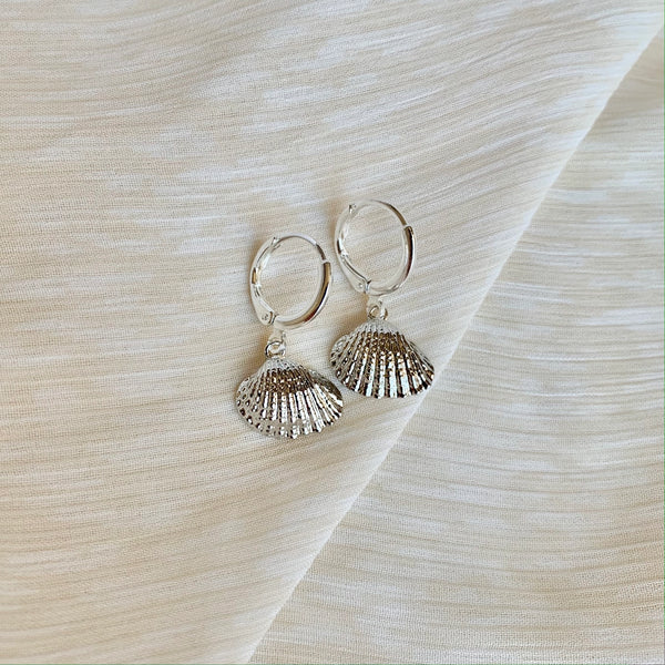 Scallop Seashell Huggie Hoops