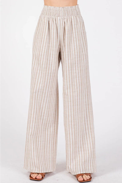Smocked Waist Wide Leg Pant