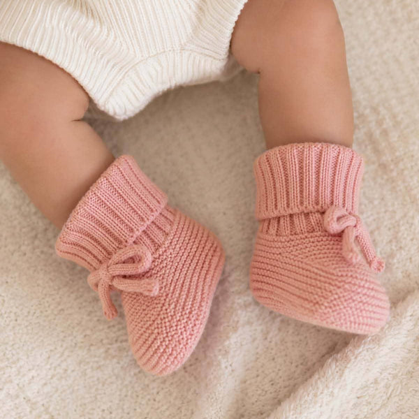 Knit Booties - Rose