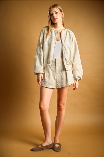 Suede Floral Bomber Jacket