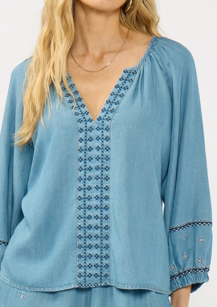 Embroidered Long Sleeve Top