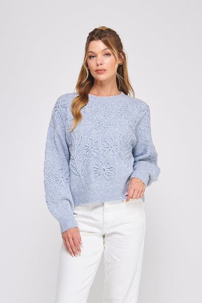 Floral Embroidery Sweater - Adored A Lovely Boutique