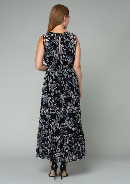 Floral Sleeveless Round Neck Open Back Maxi Dress