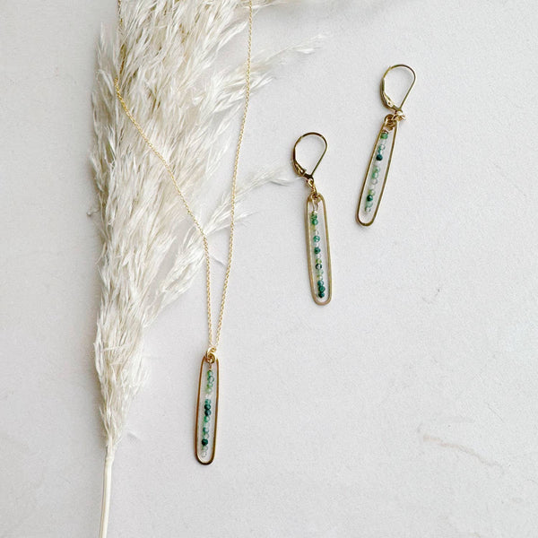Lyric | Gold Filled Handmade Drop Earrings | Green Agate