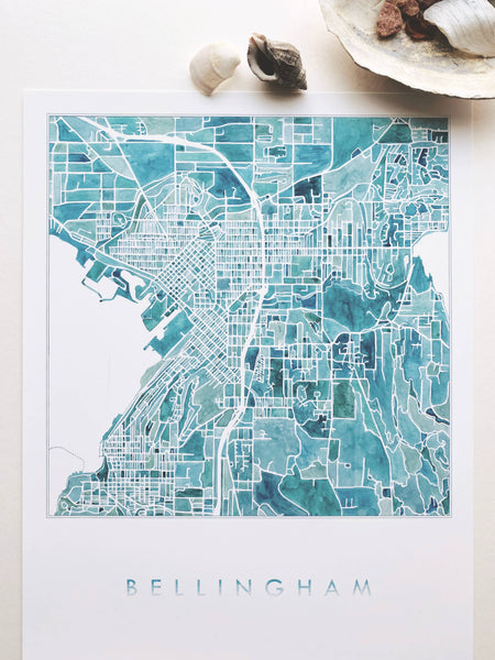 Watercolor Map Bellingham, WA - Adored A Lovely Boutique