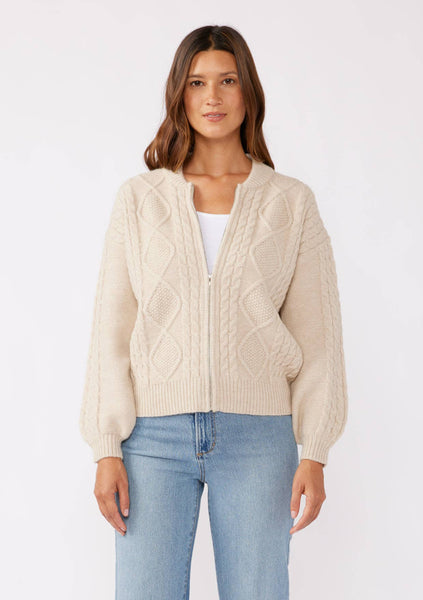 Long Sleeve Cable Zip-Up Coatigan - Adored A Lovely Boutique